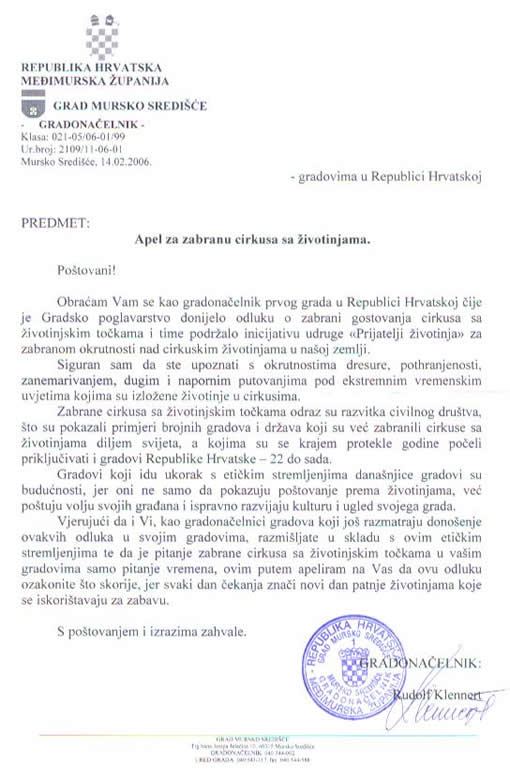 Apel gradona�elnika Rudolfa Klennerta