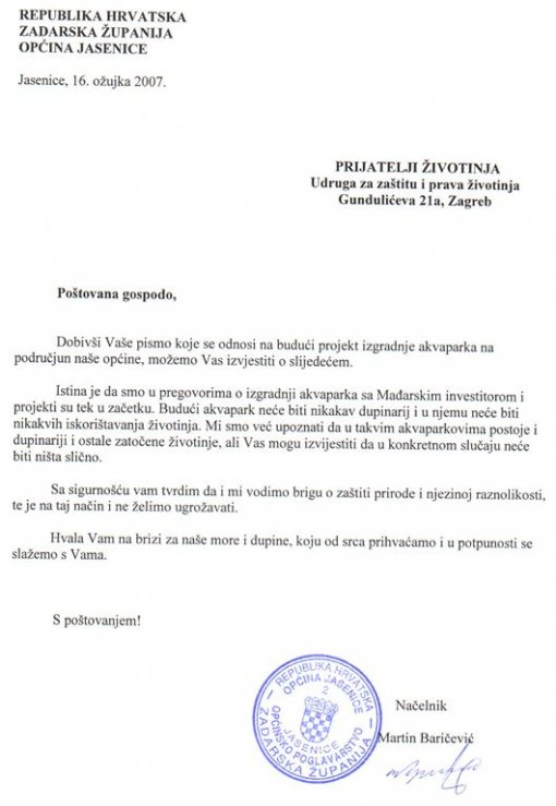 Izjava na�elnika Jasenica