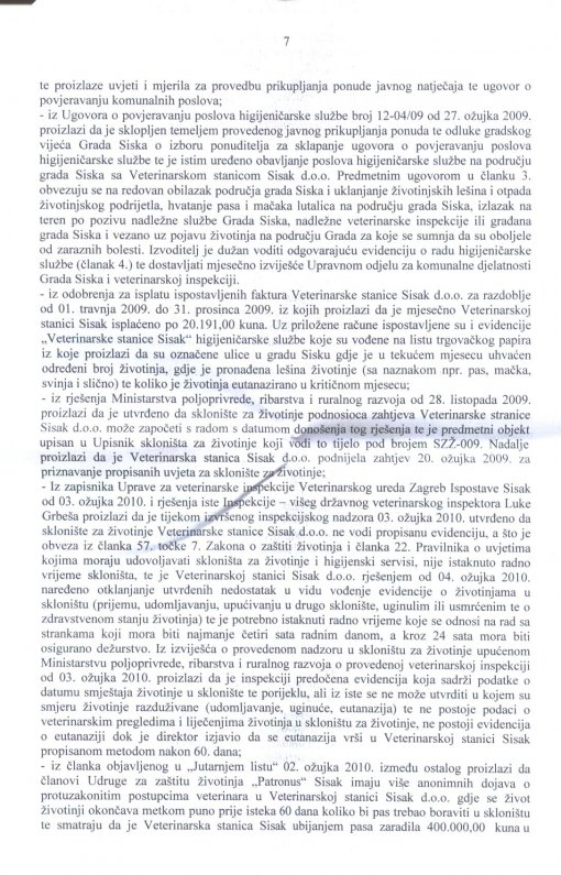 Zahtjev za reviziju rje�enja o odobrenju rada skloni�ta Veterinarske stanice Sisak  7 [ 358.16 Kb ]