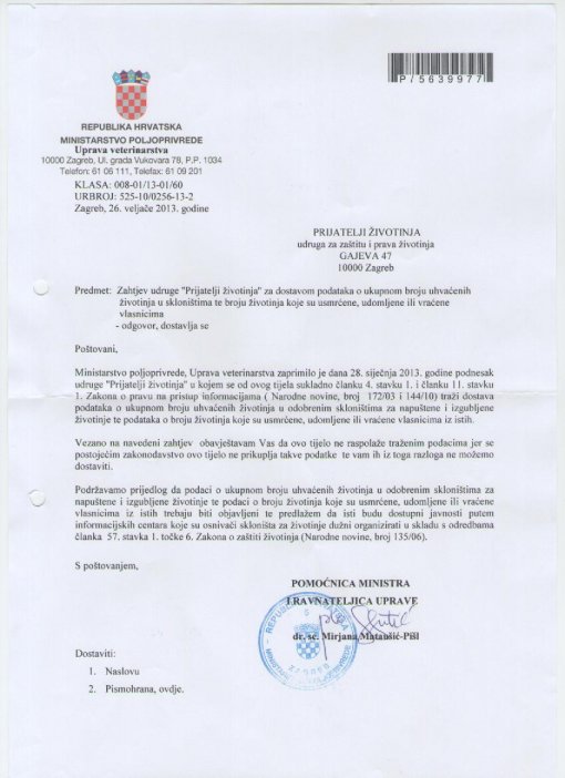 Odgovor Ministarstva na zahtjev [ 98.88 Kb ]