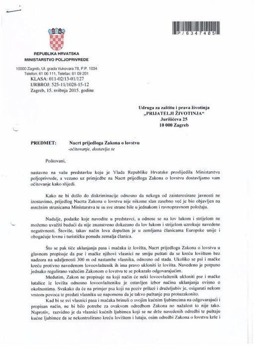 Odgovor Ministarstva poljoprivrede od 15. svibnja 2015. [ 117.58 Kb ]